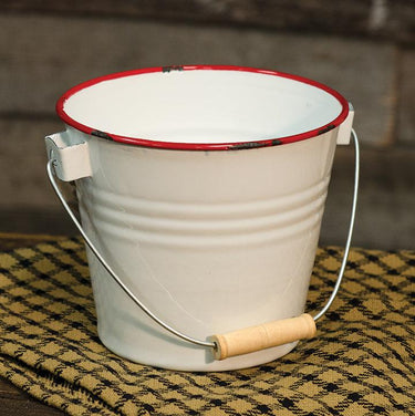 Red Rim Enamel Bucket - The Fox Decor